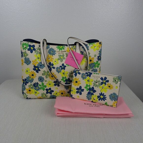 KATE SPADE All Day Floral Medley Large Tote With Wristlet Multicolor Modern New - Picture 10 of 12